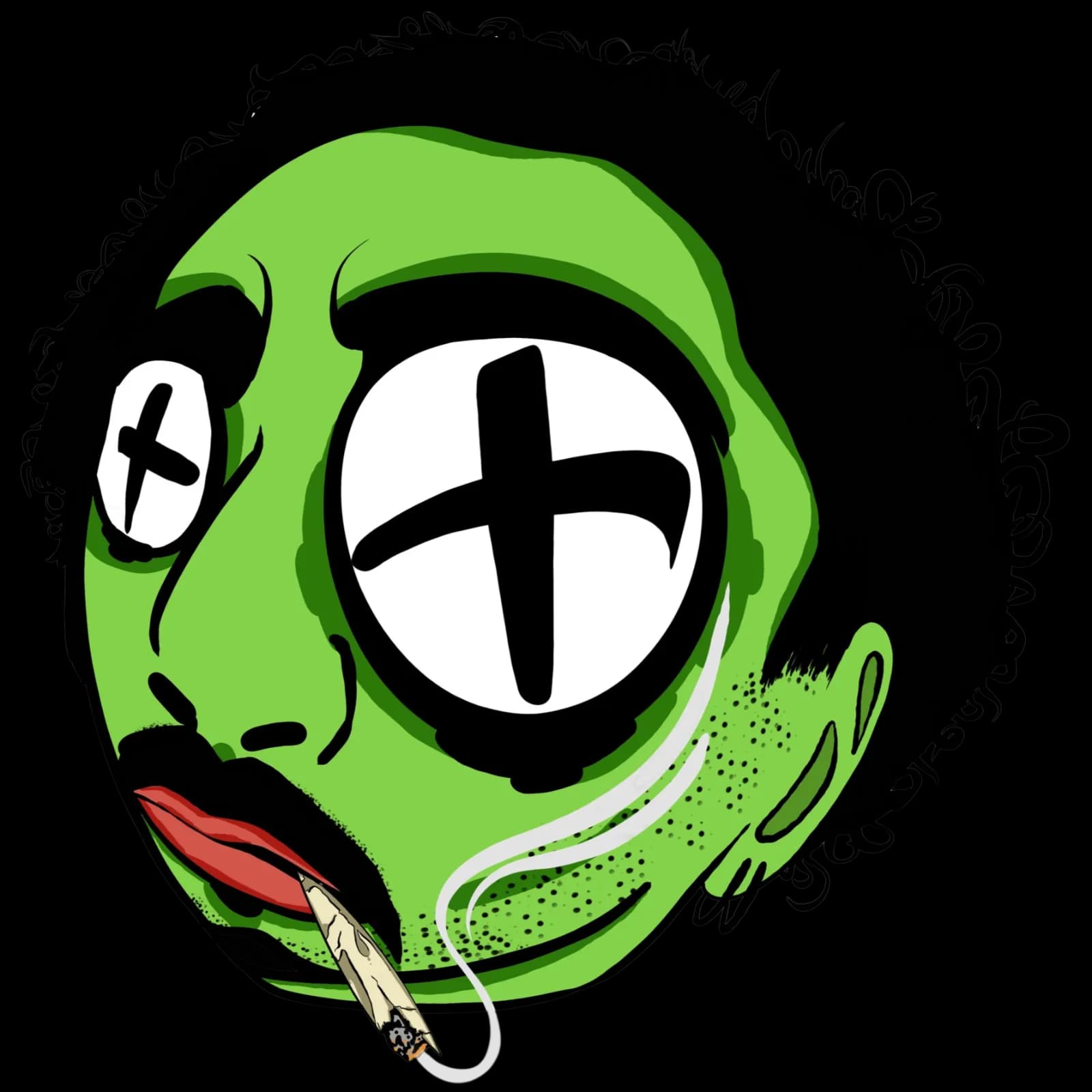 Graffiti Character Sticker – Smoky Green Decal | POPONI
