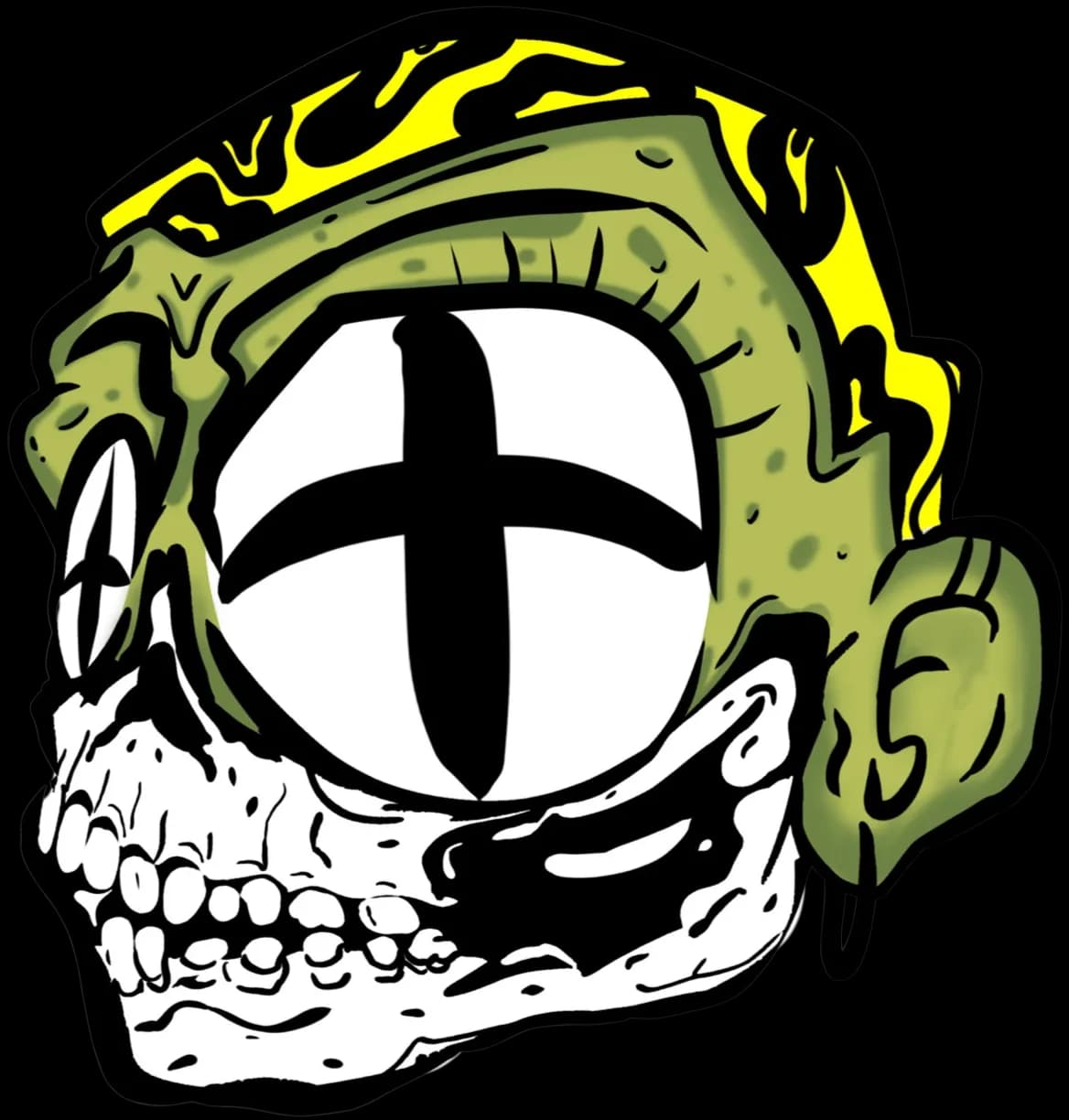 Graffiti Skull Sticker – Green Character Decal | POPONI